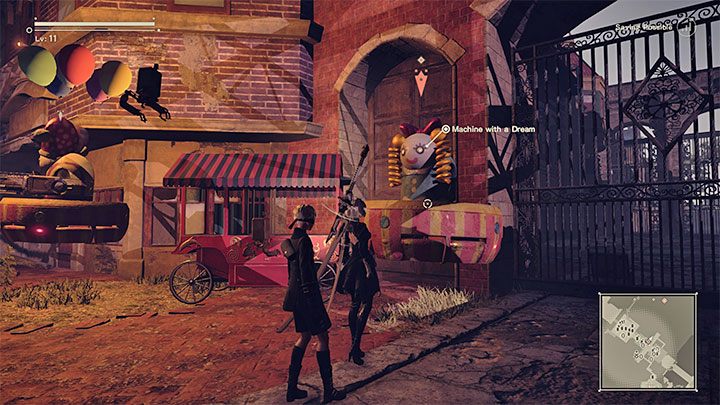 2) Machine with a Dream - Maszynę tę znajdziecie na terenie parku rozrywki (Amusement Park) - NieR Automata: Wioska maszyn - solucja, misje poboczne - NieR Automata - poradnik do gry