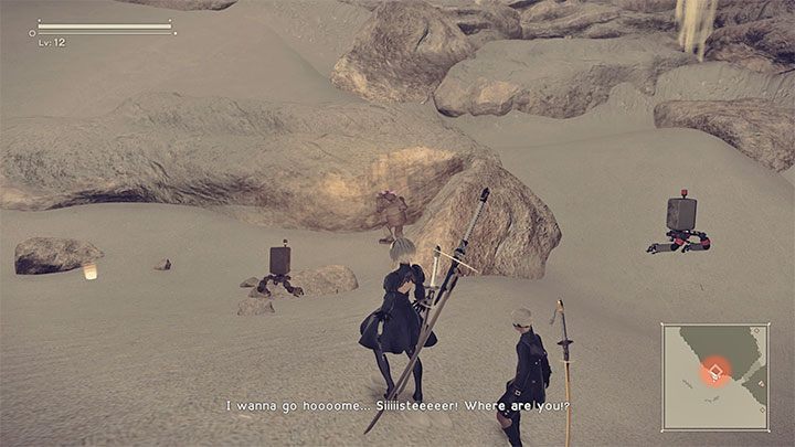 Opis questu: Zgodnie z tytułem musicie wyruszyć na poszukiwania zaginionej maszyny-siostry i trzeba w związku z tym zbadać czerwony okrąg na pustyni (Desert Zone), a konkretnie w jej największym obszarze - NieR Automata: Wioska maszyn - solucja, misje poboczne - NieR Automata - poradnik do gry