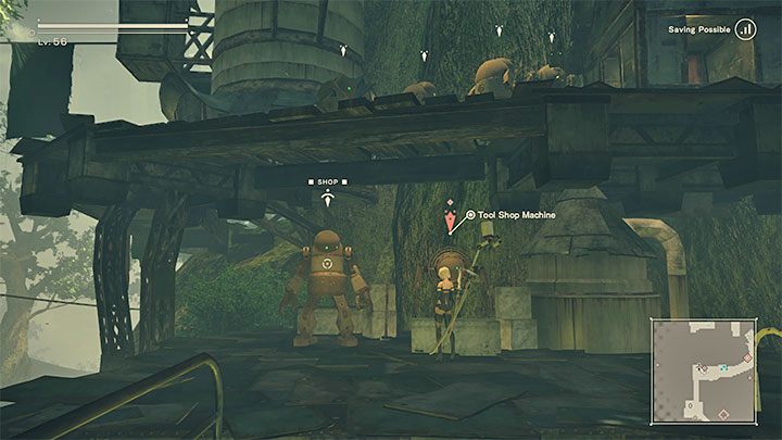 Opis questu: Dotrzyjcie na poziom, na którym przebywa 2 handlarzy w wiosce i porozmawiajcie z tym stojącym po prawej stronie - Tool Shop Machine - NieR Automata: Wioska maszyn - solucja, misje poboczne - NieR Automata - poradnik do gry