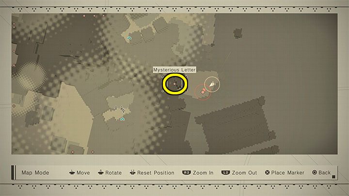 Zleceniodawca questu: odblokowanie questu Mysterious Letter - list otrzymuje się w trakcie wizyty w Bunkrze (Bunker) - NieR Automata: Zalane Miasto - solucja, misje poboczne - NieR Automata - poradnik do gry