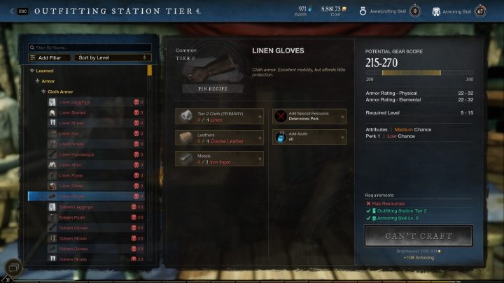 Szybkie rozwijanie Płatnerstwa w New World może odbywać się na kilka sposobów, w zależności od dostępnych materiałów do craftingu - New World: Płatnerstwo - rzemiosło (crafting) - New World - poradnik do gry