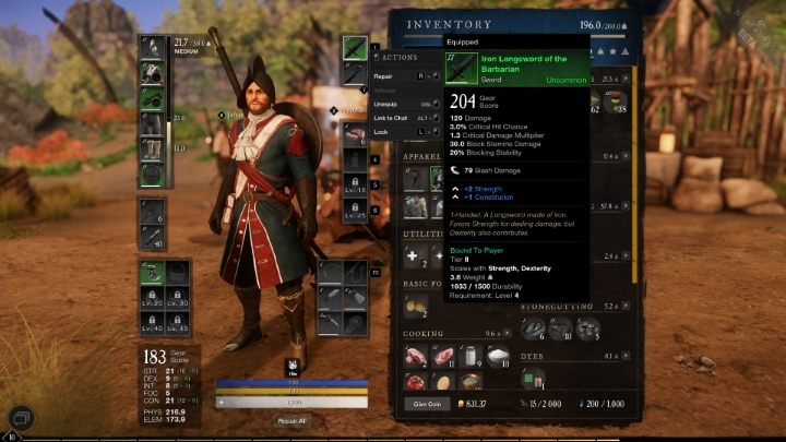 Proces naprawy odbywa się bezpośrednio w ekwipunku - New World: Przedmioty - jak naprawiać? - New World - poradnik do gry