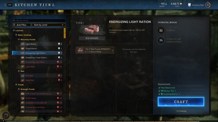 Najszybszym sposobem na rozwijanie Gotowania w New World jest tworzenie coraz lepszych posiłków - New World: Gotowanie - rzemiosło (crafting) - New World - poradnik do gry