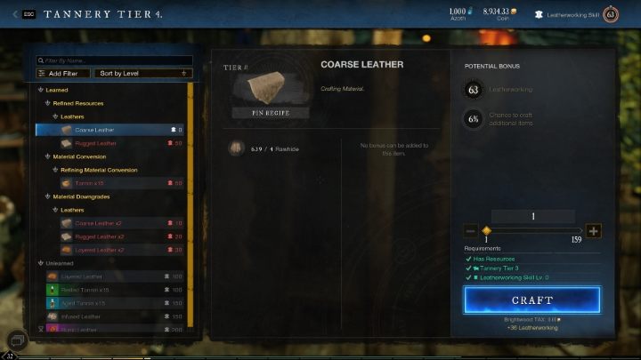 Najszybszym sposobem na rozwijanie Garbarstwa w New World jest tworzenie coraz lepszej jakości skór - New World: Garbarstwo - przetwarzanie (refining) - New World - poradnik do gry