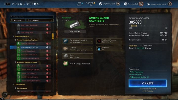 Na wspomnianą wyżej jakość przedmiotu wpływają punkty wyposażenia (Gear Score) - New World: Crafting - New World - poradnik do gry