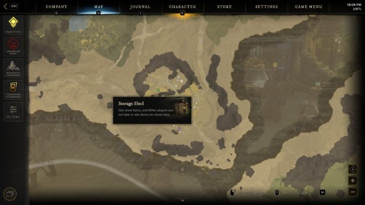 Z kolei przedmioty, które chcecie zachować na później możecie przechowywać w Składzikach (Storage Shed) - New World: Porady na start - New World - poradnik do gry