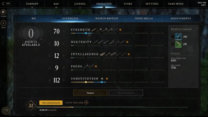 Rozwój postaci w New World w dużej części opiera się na ulepszaniu atrybutów - Siły, Zręczności czy Inteligencji - New World: Porady na start - New World - poradnik do gry