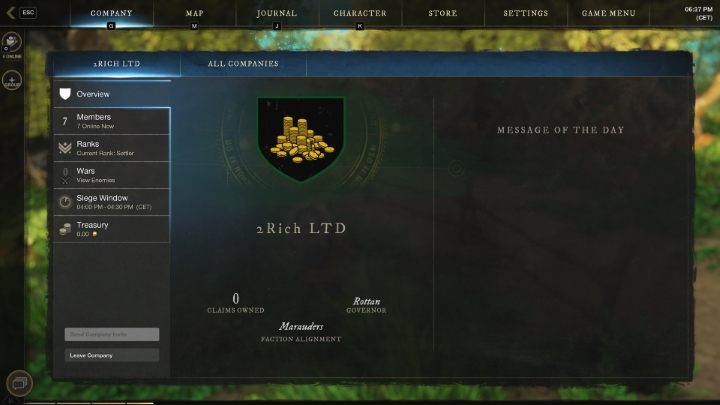 Po otrzymaniu zaproszenia i zaakceptowaniu go, zyskacie dostęp do podglądu Kompanii - New World: Kompania/Gildia - jak dołączyć? - New World - poradnik do gry