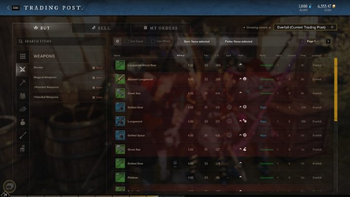 W każdej osadzie w New World znajdziecie faktorię, czyli miejsce, w którym gracze sprzedają przedmioty - New World: Lepsza broń i pancerz - jak zdobyć - New World - poradnik do gry