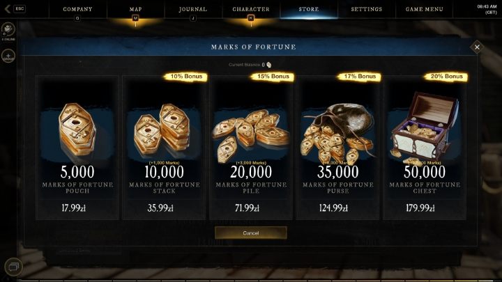 Mikropłatności w New World odbywają się przy pomocy waluty premium o nazwie Marki Losu (Marks of Fortune) - New World: Mikropłatności - czy są? - New World - poradnik do gry