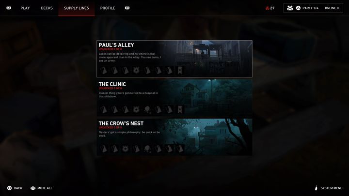 Początkowo będziecie mieli możliwość odblokowania tylko jednej linii zaopatrzenia, jeśli jednak ukończycie całą linię i zdobędziecie z niej wszystkie nagrody, odblokujecie ich o wiele więcej - Back 4 Blood: Linie zaopatrzenia - Back 4 Blood - poradnik do gry