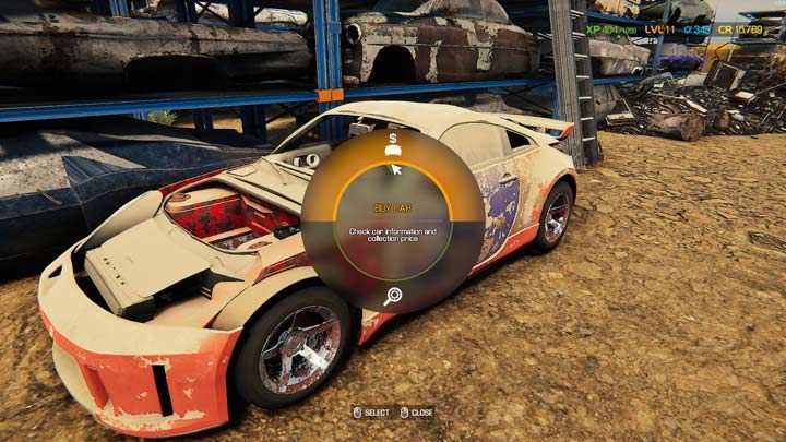 Na złomowisku lub w stodole kupcie jeden ze znalezionych tam wraków - Pieniądze - jak szybko zarabiać? - Car Mechanic Simulator 2021 - poradnik do gry