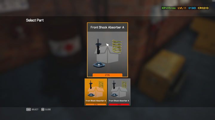Następnie wybieracie zestaw z zepsutym amortyzatorem - Amortyzatory - jak wymienić? - Car Mechanic Simulator 2021 - poradnik do gry
