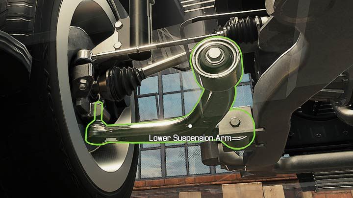 Kolejne 4 tuleje są wahaczach (Lower suspension arm) - po dwie w lewym i prawym - Tuleja gumowa - gdzie znaleźć? - Car Mechanic Simulator 2021 - poradnik do gry
