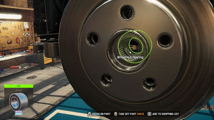Warto jeszcze uważać na łożysko piasty (Wheel hub Bearing), ale tego elementu nie da się przegapić przy montowaniu koła - Tuleja gumowa - gdzie znaleźć? - Car Mechanic Simulator 2021 - poradnik do gry