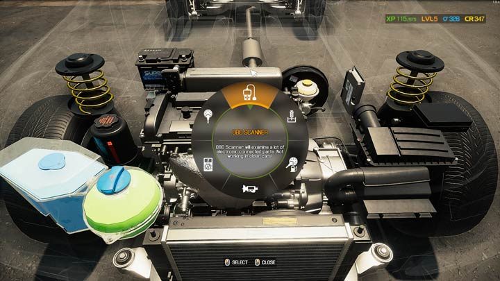 W nowym menu wyświetlą się wszystkie dostępne opcje z dodatkowymi narzędziami diagnostycznymi opisanymi poniżej - Car Mechanic Simulator 2021: Diagnostyka usterek - Car Mechanic Simulator 2021 - poradnik do gry
