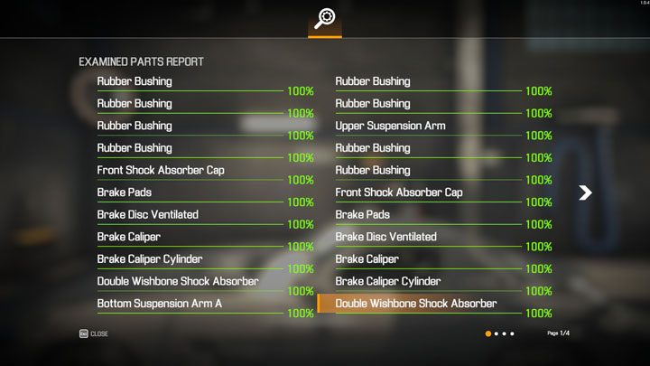 Po wszystkim otrzymacie wynik ze stanem zużycia naprawdę wielu elementów - Car Mechanic Simulator 2021: Diagnostyka usterek - Car Mechanic Simulator 2021 - poradnik do gry