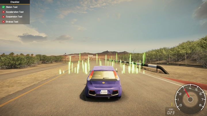 Test przyspieszenia to gaz do dechy pomiędzy dwoma podświetlonymi sekcjami - Car Mechanic Simulator 2021: Tor testowy - Car Mechanic Simulator 2021 - poradnik do gry