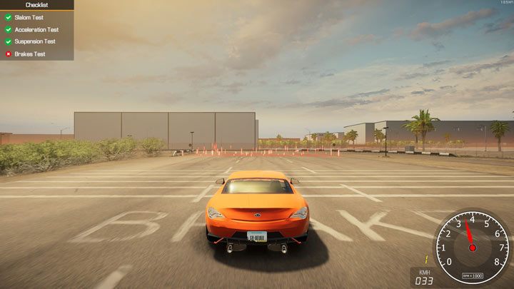 Ostatni test hamowania wymaga zatrzymania samochodu na czerwonym polu - Car Mechanic Simulator 2021: Tor testowy - Car Mechanic Simulator 2021 - poradnik do gry