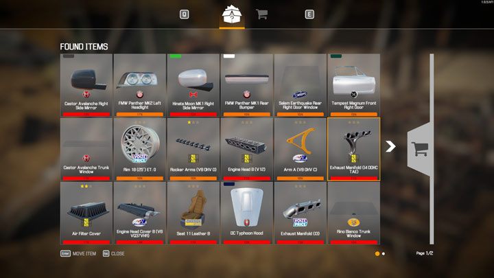 Po przeszukaniu możecie zdecydować, które części zakupić przenosząc je do koszyka - Car Mechanic Simulator 2021: Złomowisko - Car Mechanic Simulator 2021 - poradnik do gry