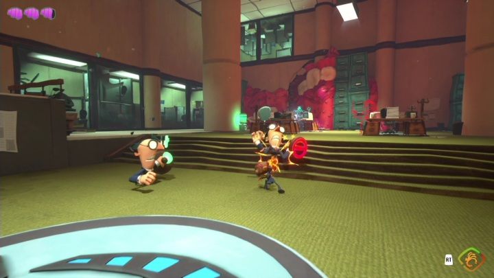 Po wyskoczeniu wyjściu z jamy ustnej traficie do centrum biura - Psychonauts 2: Lobotos Labryinth - solucja, opis przejścia - Psychonauts 2 - poradnik do gry