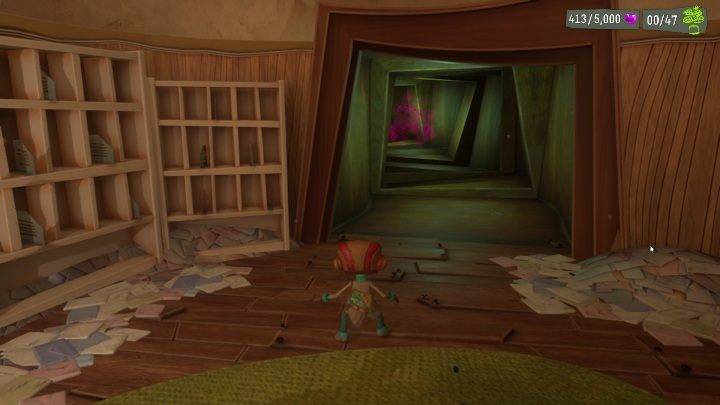 Po wejściu do kolejnego umysłu wylądujecie w sortowni listów - Psychonauts 2: Crullers Correspondence - solucja, opis przejścia - Psychonauts 2 - poradnik do gry