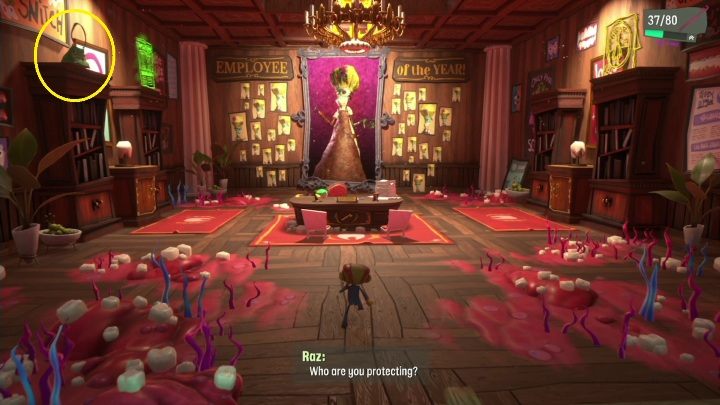 Ten sekret znajduje się na półce z książkami, po lewej stronie - Psychonauts 2: Emotional Baggage, Lobotos Labryinth - gdzie znaleźć? - Psychonauts 2 - poradnik do gry