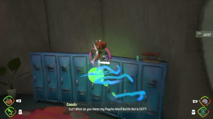 Ta karta znajduje się nad niebieskimi, metalowymi szafkami - Psychonauts 2: PSI Challenge Card, The Motherlobe - gdzie znaleźć? - Psychonauts 2 - poradnik do gry