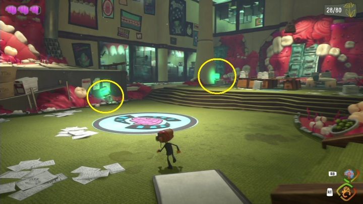 Leczenie w Psychonauts 2 przedstawione jest w postaci zielonych plusów - Psychonauts 2: Zdrowie bohatera - Psychonauts 2 - poradnik do gry