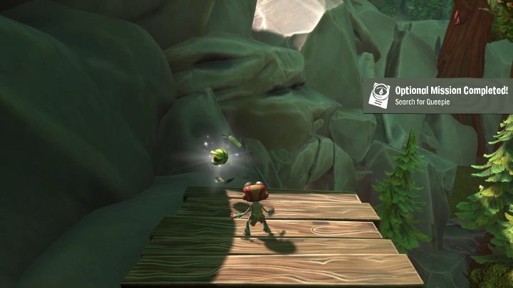 PSI Challenge Marker znajduje się na niewielkiej drewnianej platformie - Psychonauts 2: PSI Challenge Marker, Questionable Area - gdzie znaleźć? - Psychonauts 2 - poradnik do gry