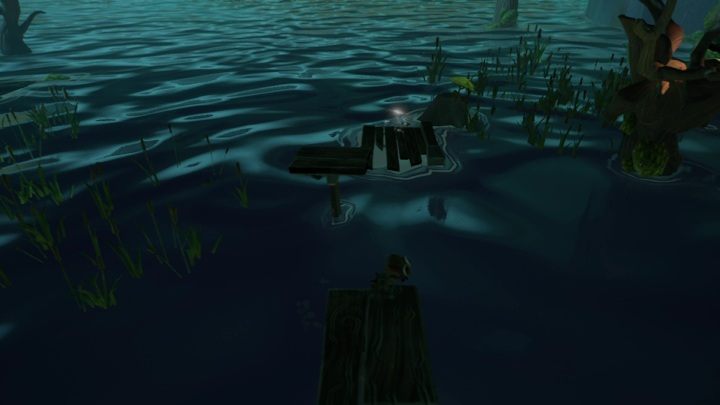 Tę znajdźkę znajdziecie na drewnianej desce, na środku zbiornika wodnego - Psychonauts 2: PSI Challenge Card, Green Needle Gulch - gdzie znaleźć? - Psychonauts 2 - poradnik do gry