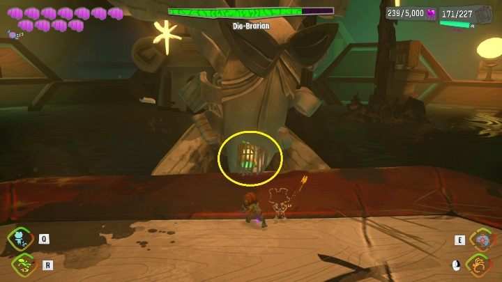 Gdy boss upadnie musicie wywołać swojego towarzysza korzystając z mocy Projection - Psychonauts 2: Die-Brarian boss - jak pokonać? - Psychonauts 2 - poradnik do gry