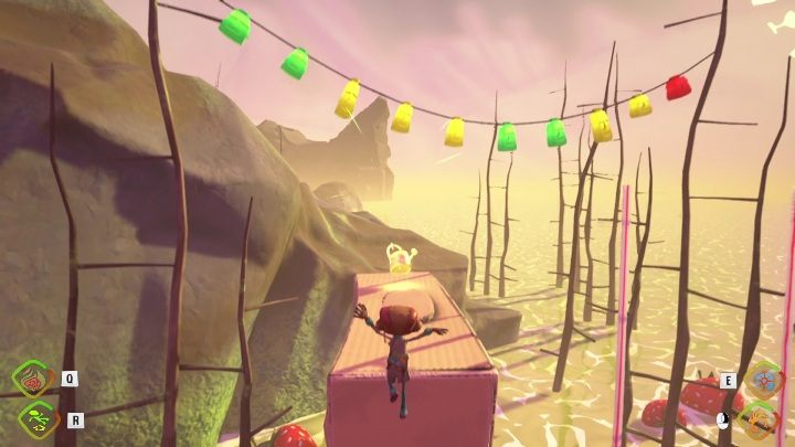 Aby dostać się do tego sekretu musicie doskoczyć do platformy znajdującej się pod kolorowymi lampionami - Psychonauts 2: Nuggets of Wisdom, Bobs Bottles - gdzie znaleźć? - Psychonauts 2 - poradnik do gry