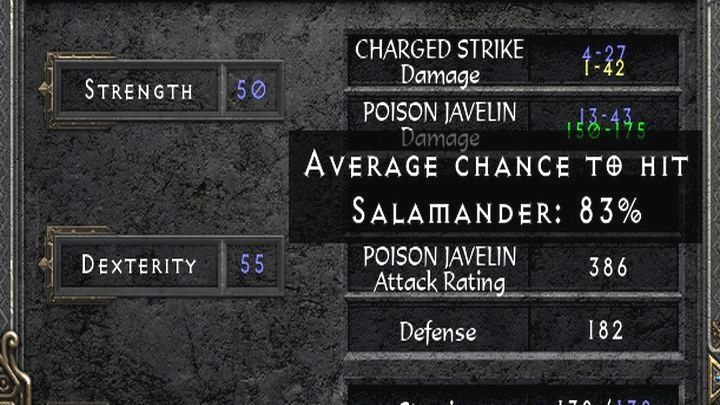 W panelu Atrybutów możecie sprawdzić szansę na atak ostatniego napotkanego wroga - Diablo 2 Resurrected: Attack Rating - co to jest? - Diablo 2 Resurrected - poradnik do gry