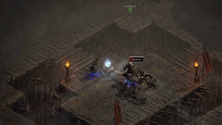 Napotkacie także katapulty, które powodują wybuchy magicznych pocisków na mapie - Diablo 2 Resurrected: Oblężenie Harrogath (Siege on Harrogath) - solucja, opis przejścia - Diablo 2 Resurrected - poradnik do gry