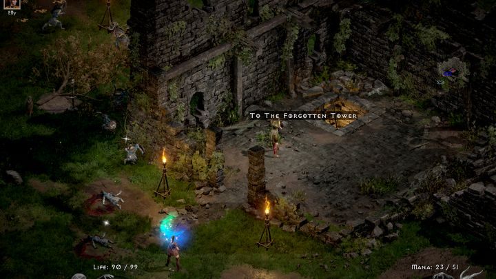 Na Czarnych Moczarach znajduje się (w losowym miejscu) tytułowa Zapomniana Wieża, wewnątrz niej wejście do podziemi - Diablo 2 Resurrected: Zapomniana Wieża - solucja, opis przejścia - Diablo 2 Resurrected - poradnik do gry