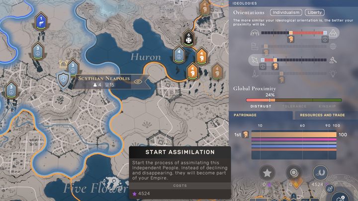 Asymilacja miasta-państwa jest dość drogim, ale pokojowym procesem. Do tego potrzeba dużej ilości punktów wpływu. - Humankind: Niezależni ludzie - Humankind - poradnik do gry