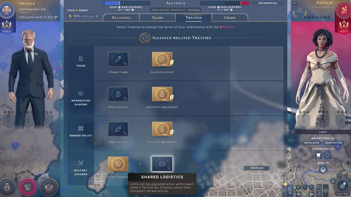 Posiadanie sojusznika otwiera zupełnie nowy wachlarz traktów do zawracia. - Humankind: Dyplomacja - Humankind - poradnik do gry