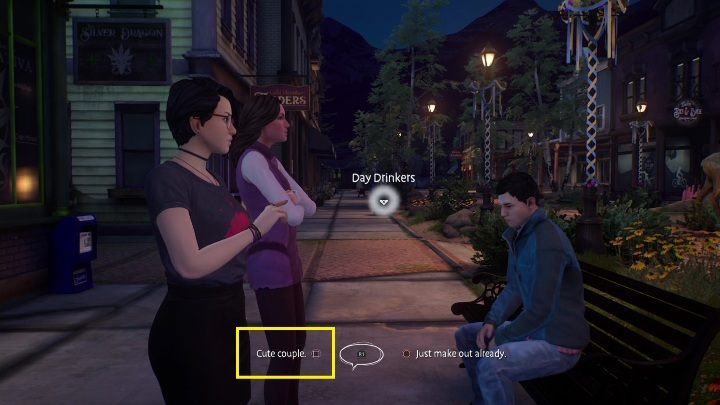 Jeśli chcecie się wtrącić i sprawić, że oboje będą zadowoleni, podjedźcie do nich i wybierzcie opcję dialogową cute couple - Life is Strange True Colors: Życie poza festiwalem - solucja, opis przejścia - Life is Strange True Colors - poradnik do gry