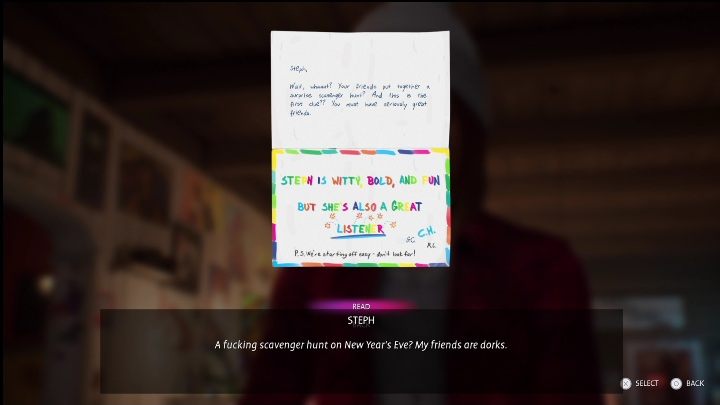 Aby dostać się do prezentu potrzebujecie odkryć, aż 7 wskazówek - Life is Strange True Colors Wavelengths: Zima - solucja, opis przejścia - Life is Strange True Colors - poradnik do gry