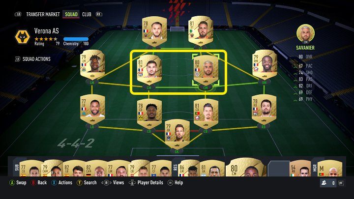 Na powyższym obrazku można zauważyć zawodników, którzy otrzymali pełne zgranie i zielone połączenie - FUT 22: Zgranie (Chemistry) - FIFA 22 - poradnik do gry