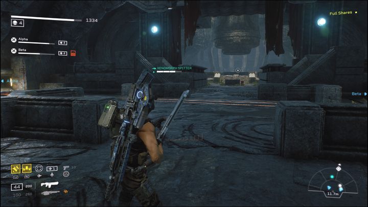 Następnie pokonajcie resztę Xenów i idźcie w stronę kręgu, który znajduje się w centrum pomieszczenia, w którym się znajdujecie - Aliens Fireteam Elite: Kontakt - solucja, opis przejścia - Aliens Fireteam Elite - poradnik do gry