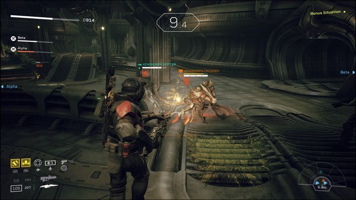 Strzelajcie w tył jego ciała, aby zadawać obrażenia - Aliens Fireteam Elite: Zwiad - solucja, opis przejścia - Aliens Fireteam Elite - poradnik do gry