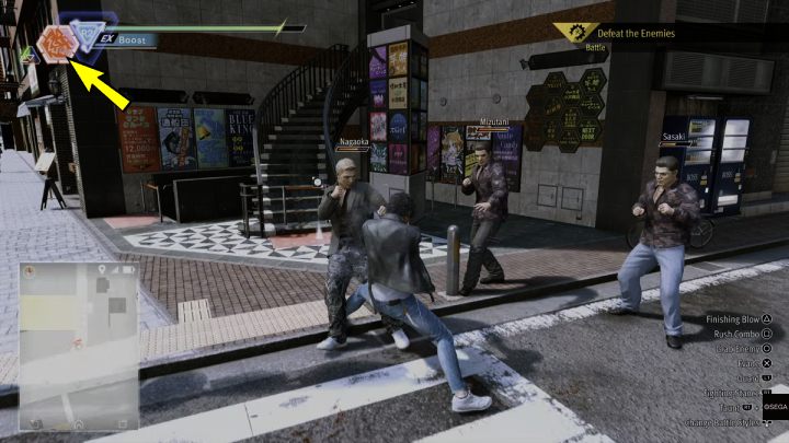 Aktualny styl walki wyświetla się w lewym górnym rogu ekranu - Lost Judgment: Walka - Lost Judgment - poradnik do gry