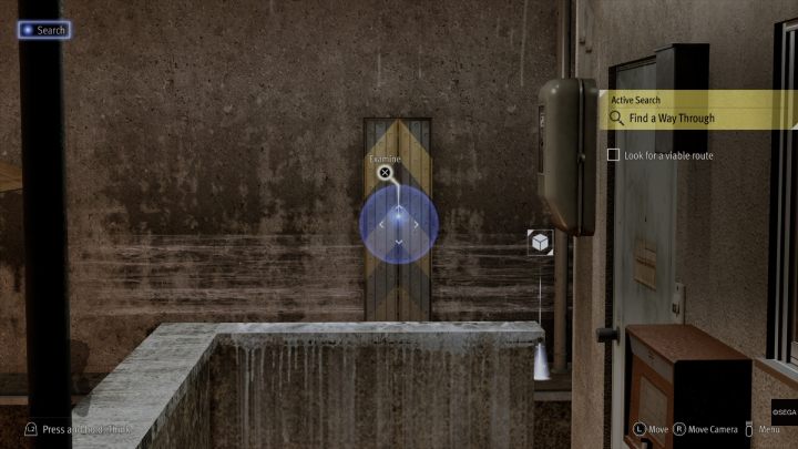 W trybie szukania podejdźcie do końca balustrady i zbadajcie belkę z żółtymi paskami - Lost Judgment: Chapter 10 Catch a Tiger - solucja, opis przejścia - Lost Judgment - poradnik do gry