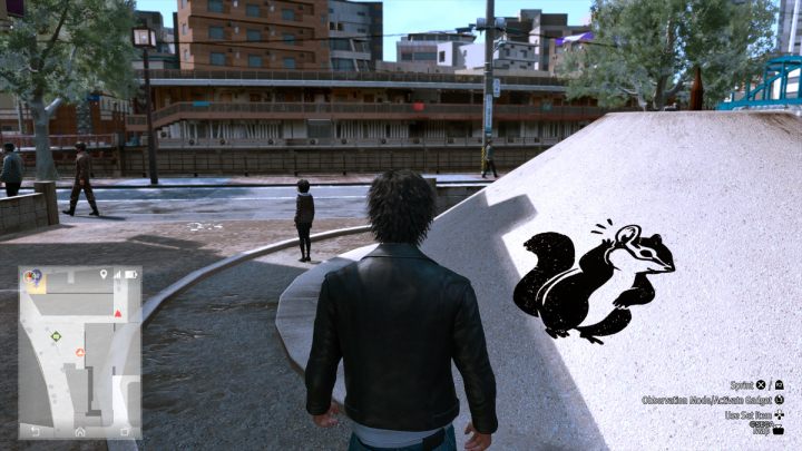 W trybie szukania zbadajcie 56 obrazek, namalowany na betonowej kopule - Lost Judgment: Big Squirrels Dont Cry - solucja, opis przejścia - Lost Judgment - poradnik do gry