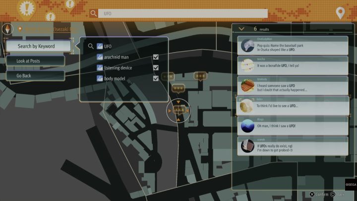 Skorzystajcie z Buzz Researcher i sprawdźcie gdzie jest najwięcej w wpisów o UFO - Lost Judgment: The SRCs Hunt for the Truth - solucja, opis przejścia - Lost Judgment - poradnik do gry