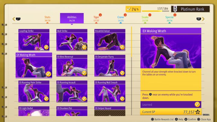 Zakładka zdolności zawiera wiele ciekawych umiejętności, które z pewnością niejednokrotnie wykorzystacie podczas walki - Lost Judgment: Najlepsze umiejętności - Lost Judgment - poradnik do gry