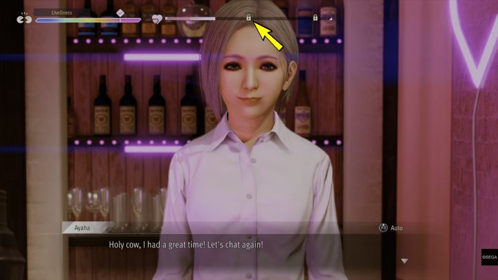 Gdy poziom przyjaźni dotrze do kłódki, należy wyjść z baru i ponownie do niego wejść - Lost Judgment: Girls Bar - solucja, opis przejścia - Lost Judgment - poradnik do gry