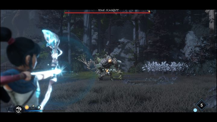 Gdy będziecie bliżej Vine Knighta, zaatakuje on dwa razy, opóźniając drugi atak - Kena Bridge of Spirits: Vine Knight - boss, jak pokonać? - Kena Bridge of Spirits - poradnik do gry